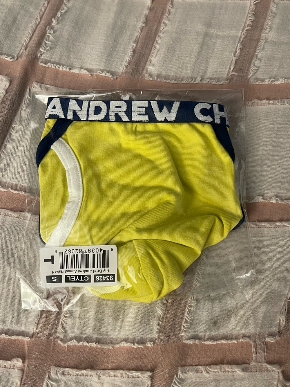 Brand New Andrew Christian Men’s Yellow Jockstrap size small